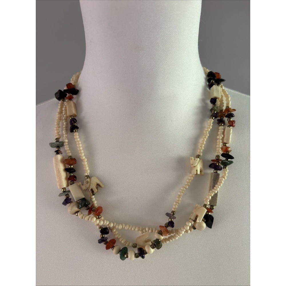 Gorgeous Multicolor Beaded Necklace with tiny elephants